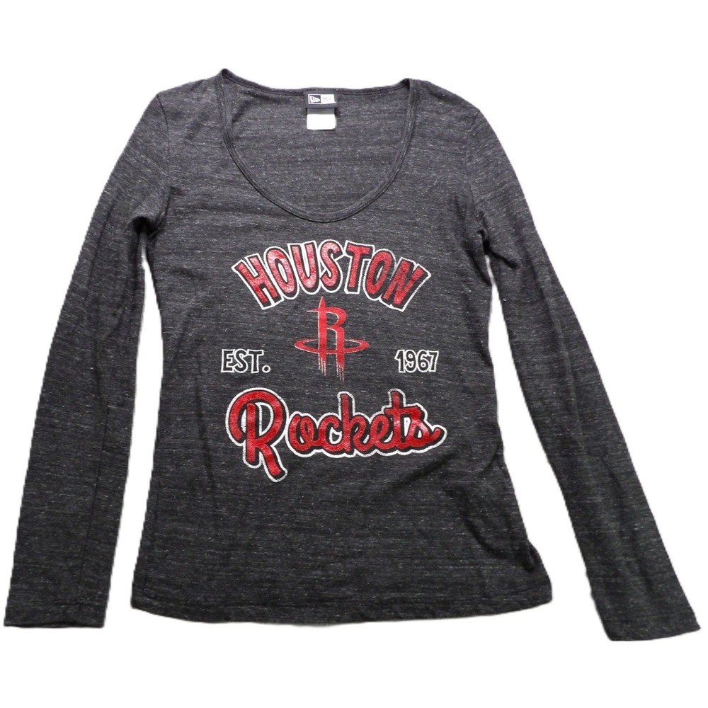 New Era NBA Houston Rockets Scoop Neck Graphic Tee Shirt Tri Blend Women S Gray